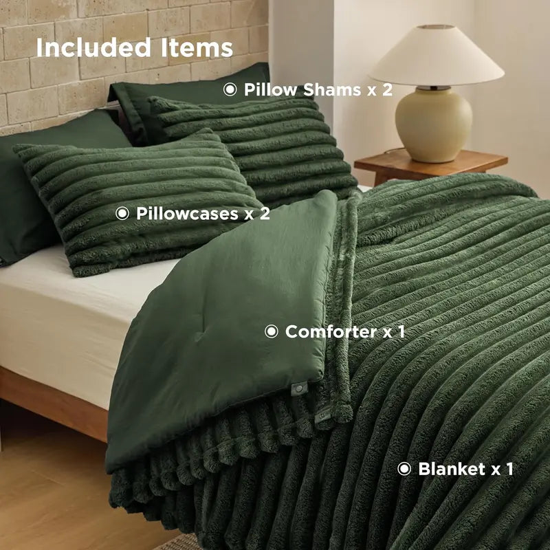 🌟6-Piece Gentlesoft 2-in-1 Comforter Set All-Season Detachable Blanket with SnapTech