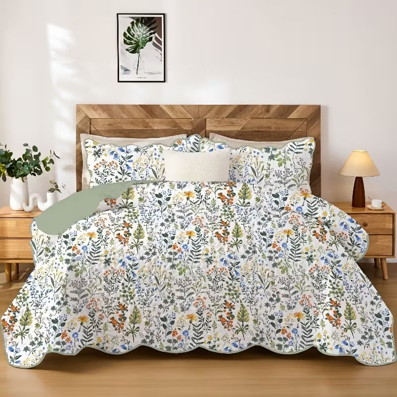 3pcs Floral Pattern bedding, Including 1 Quilt Cover And 2 Pillowcase, Is Soft, Breathable, Comfortable, Lightweight.