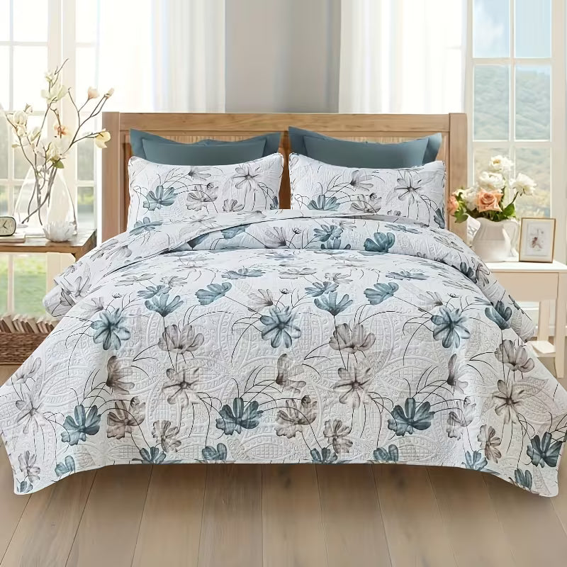 3pcs Floral Pattern bedding, Including 1 Quilt Cover And 2 Pillowcase, Is Soft, Breathable, Comfortable, Lightweight.