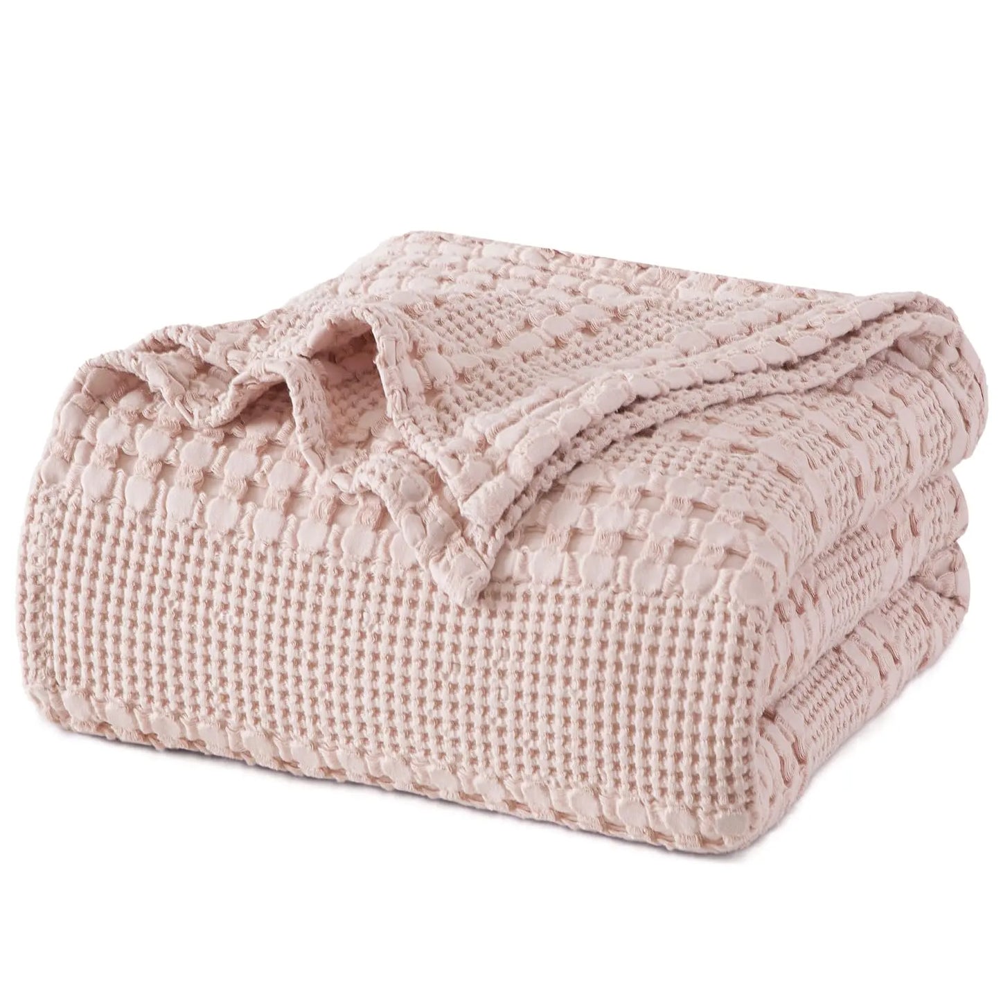 100% Cotton Weave Waffle Blanket, Aesthetic Soft Lightweight and Breathable Blanket