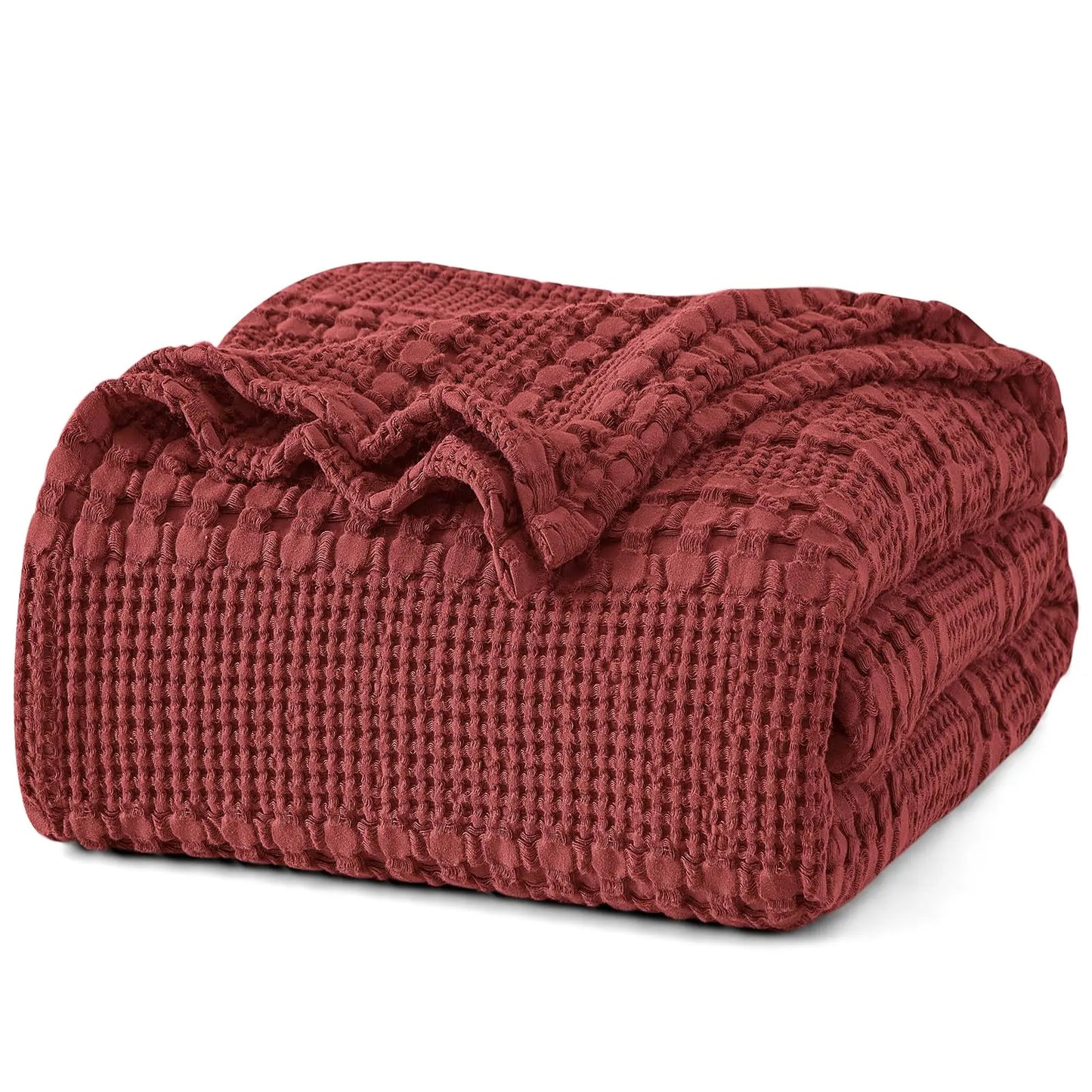 100% Cotton Weave Waffle Blanket, Aesthetic Soft Lightweight and Breathable Blanket