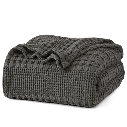 100% Cotton Weave Waffle Blanket, Aesthetic Soft Lightweight and Breathable Blanket