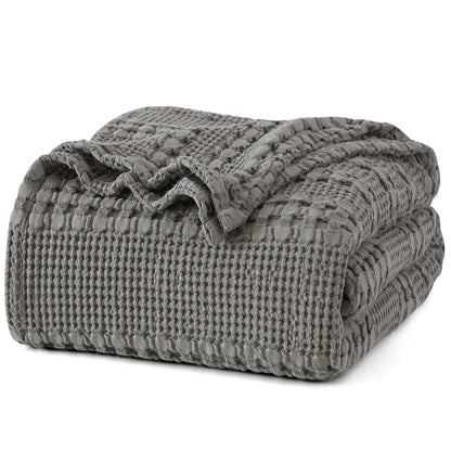 100% Cotton Weave Waffle Blanket, Aesthetic Soft Lightweight and Breathable Blanket