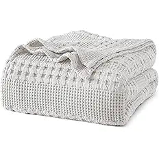 100% Cotton Weave Waffle Blanket, Aesthetic Soft Lightweight and Breathable Blanket