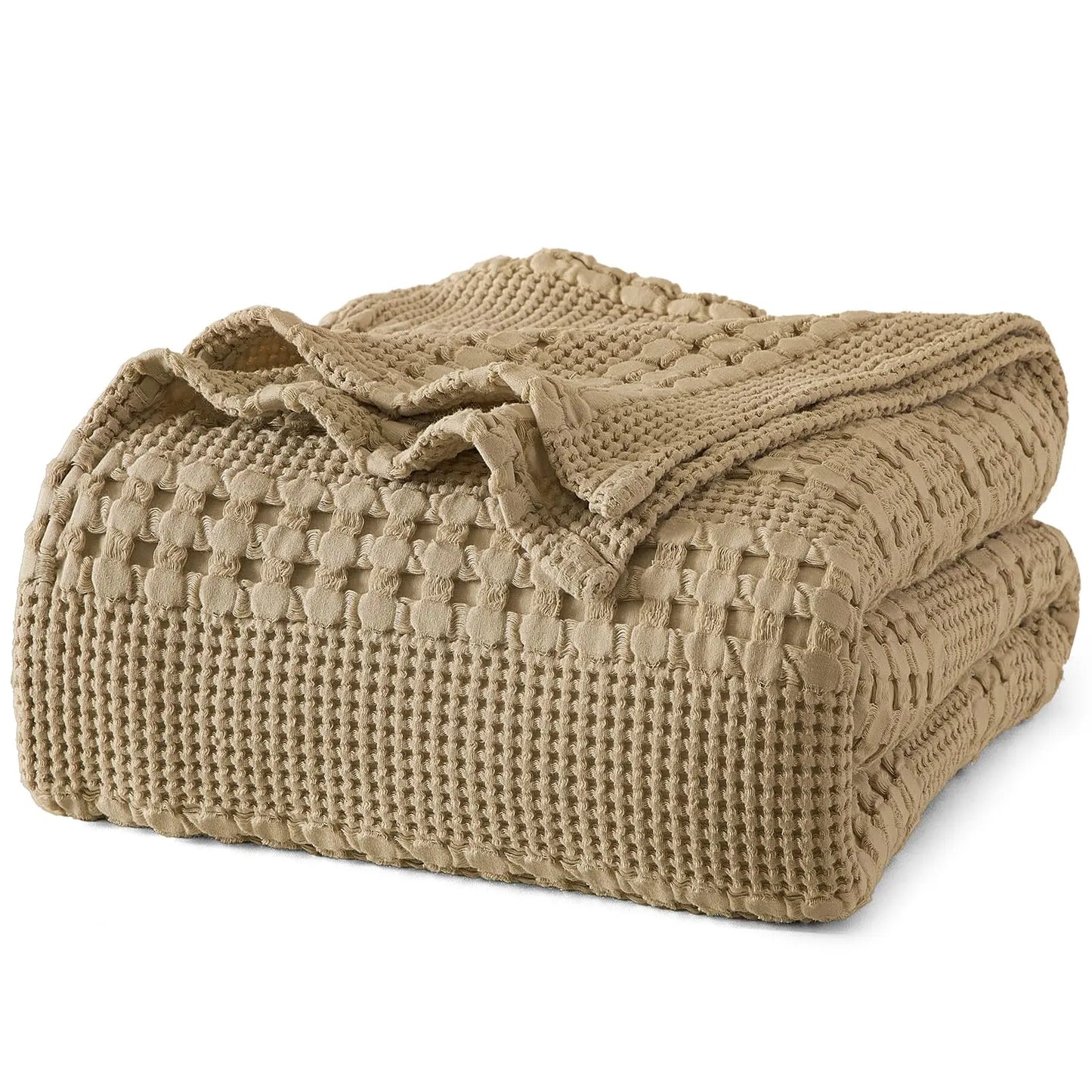100% Cotton Weave Waffle Blanket, Aesthetic Soft Lightweight and Breathable Blanket