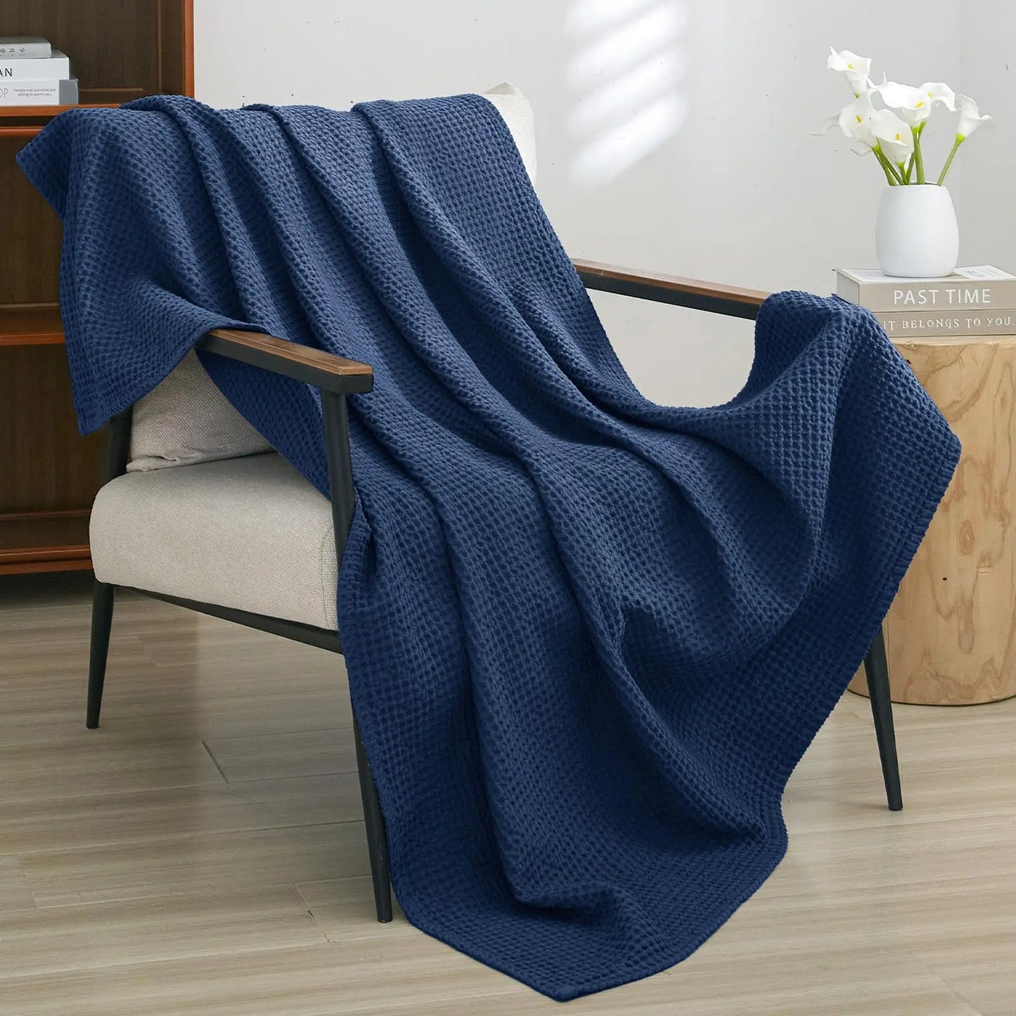 100% Cotton Weave Waffle Blanket, Aesthetic Soft Lightweight and Breathable Blanket