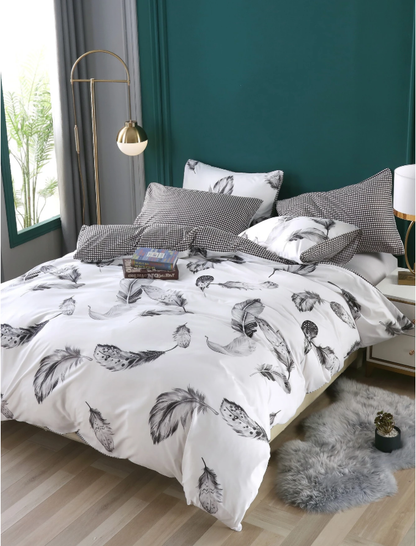 3pcs/Set Floral Leaf Pattern Duvet Cover Set(1 Duvet Cover & 2 Pillowcase)Soft And Skin-Friendly Duvet Cover Bedding Set For Home