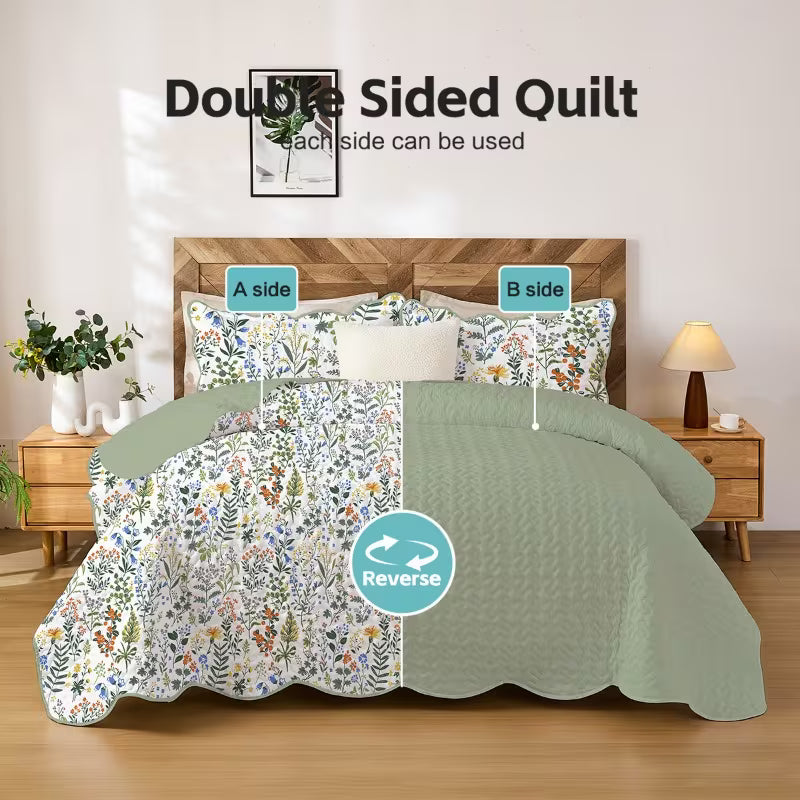 3pcs Floral Pattern bedding, Including 1 Quilt Cover And 2 Pillowcase, Is Soft, Breathable, Comfortable, Lightweight.