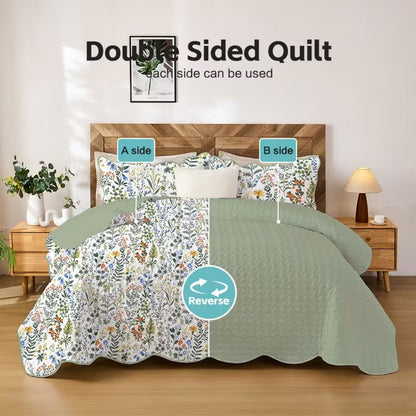 3pcs Floral Pattern bedding, Including 1 Quilt Cover And 2 Pillowcase, Is Soft, Breathable, Comfortable, Lightweight.