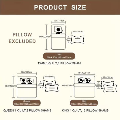 3pcs Floral Pattern bedding, Including 1 Quilt Cover And 2 Pillowcase, Is Soft, Breathable, Comfortable, Lightweight.