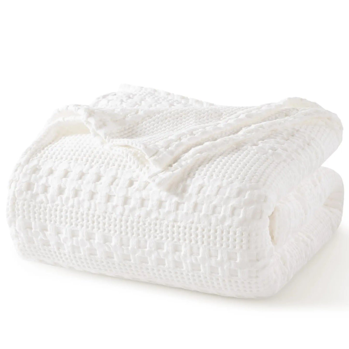 100% Cotton Weave Waffle Blanket, Aesthetic Soft Lightweight and Breathable Blanket