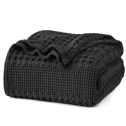 100% Cotton Weave Waffle Blanket, Aesthetic Soft Lightweight and Breathable Blanket