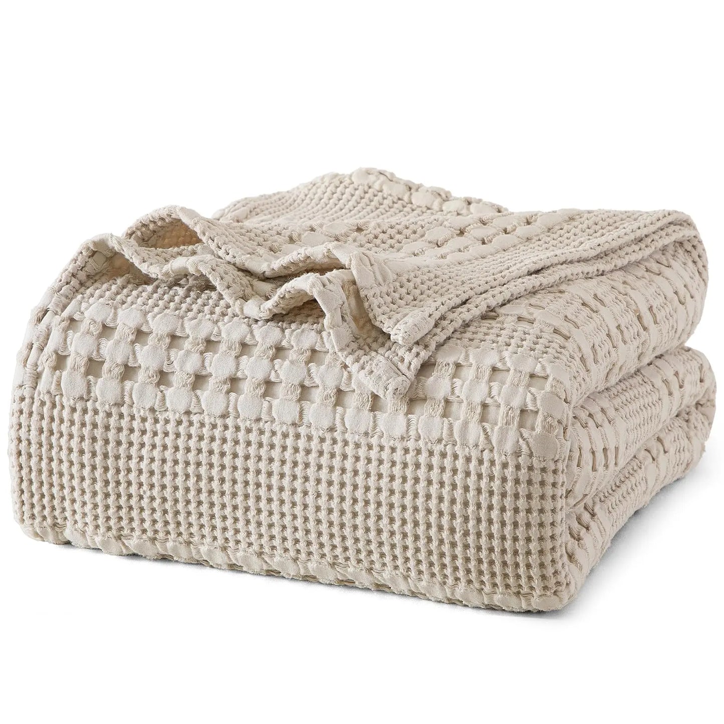 100% Cotton Weave Waffle Blanket, Aesthetic Soft Lightweight and Breathable Blanket