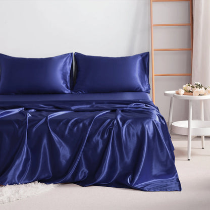 4-Piece Satin Bedding Set – Ultra-Soft Silky Sheets with Envelope Pillowcases, OEKO-TEX Certified Luxury Bedding, Gentle on Acne-Prone Skin
