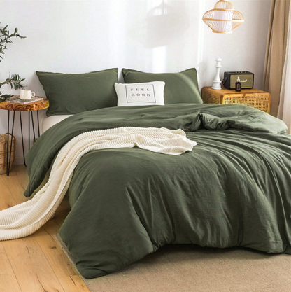 3-Piece Luxury Pom Pom Bedding Sets, All Seasons Use Light Weight With Warm Fluffy Washed Cotton Microfiber - 1 Comforter +2 Pillowcases