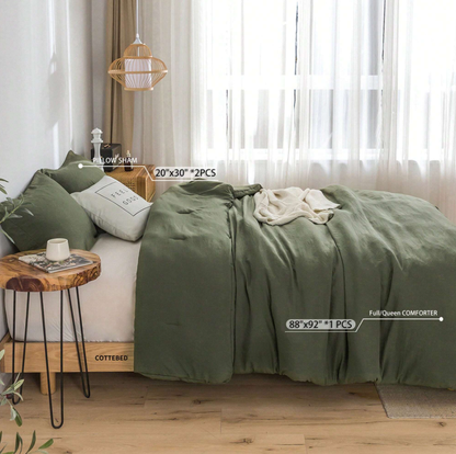 3-Piece Luxury Pom Pom Bedding Sets, All Seasons Use Light Weight With Warm Fluffy Washed Cotton Microfiber - 1 Comforter +2 Pillowcases