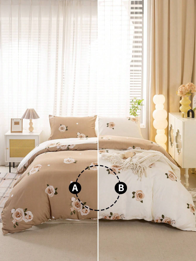 3pcs/Set Floral Leaf Pattern Duvet Cover Set(1 Duvet Cover & 2 Pillowcase)Soft And Skin-Friendly Duvet Cover Bedding Set For Home
