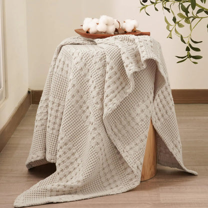 100% Cotton Weave Waffle Blanket, Aesthetic Soft Lightweight and Breathable Blanket