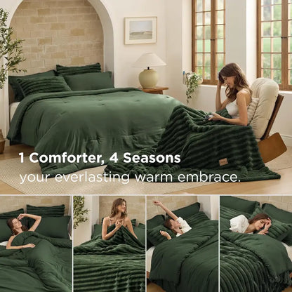 🌟6-Piece Gentlesoft 2-in-1 Comforter Set All-Season Detachable Blanket with SnapTech