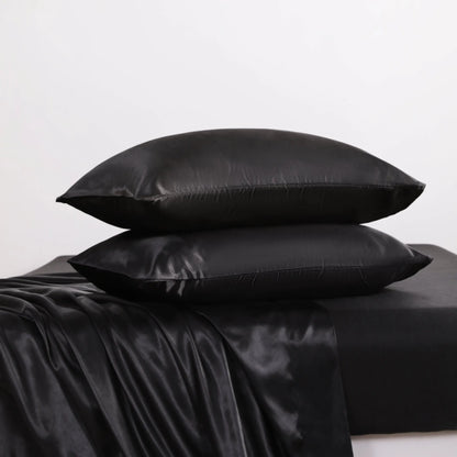 4-Piece Satin Bedding Set – Ultra-Soft Silky Sheets with Envelope Pillowcases, OEKO-TEX Certified Luxury Bedding, Gentle on Acne-Prone Skin